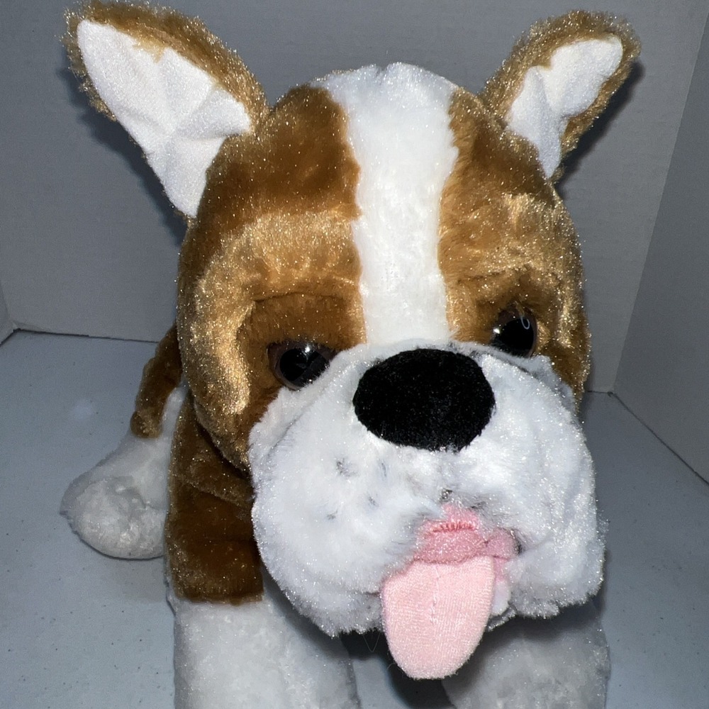 Build A Bear Bulldog Dog White Brown Boxer‎ 14" Plush Stuffed Animal Toy